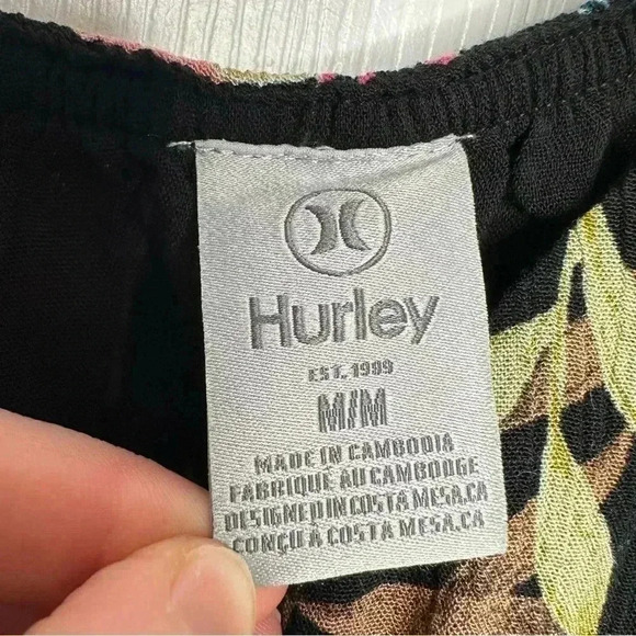 Hurley Ruffle Hem Maxi Dress Black / Floral Size NWT Medium - Picture 4 of 16